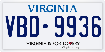 VA license plate VBD9936