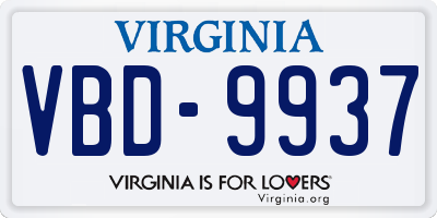 VA license plate VBD9937