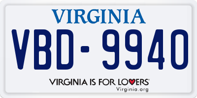 VA license plate VBD9940
