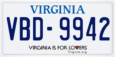 VA license plate VBD9942