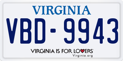VA license plate VBD9943