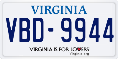 VA license plate VBD9944
