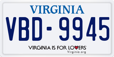 VA license plate VBD9945