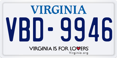 VA license plate VBD9946