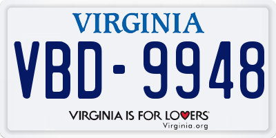VA license plate VBD9948