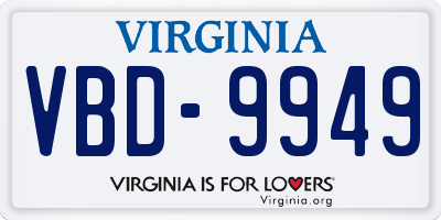 VA license plate VBD9949