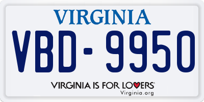 VA license plate VBD9950