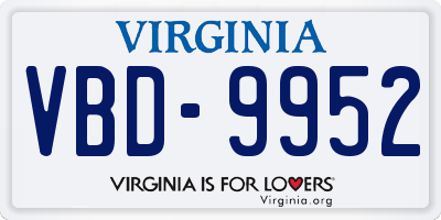 VA license plate VBD9952