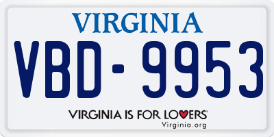 VA license plate VBD9953