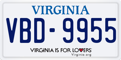 VA license plate VBD9955