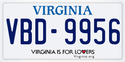 VA license plate VBD9956