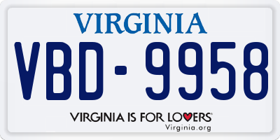 VA license plate VBD9958