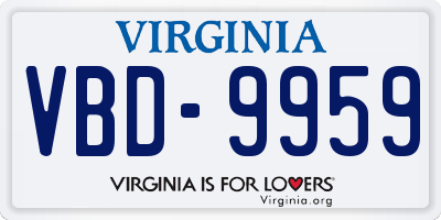 VA license plate VBD9959