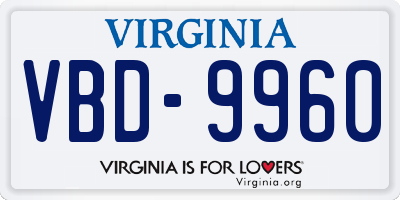 VA license plate VBD9960
