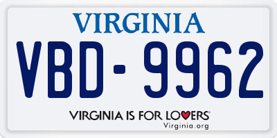 VA license plate VBD9962