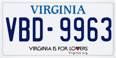 VA license plate VBD9963