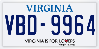 VA license plate VBD9964