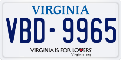 VA license plate VBD9965