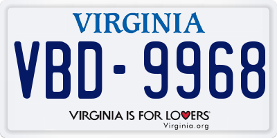VA license plate VBD9968