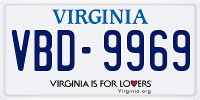 VA license plate VBD9969