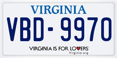 VA license plate VBD9970