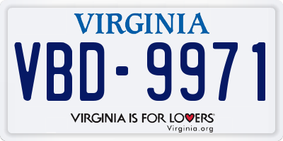 VA license plate VBD9971