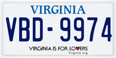 VA license plate VBD9974