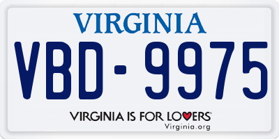 VA license plate VBD9975