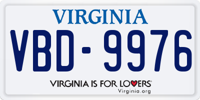 VA license plate VBD9976