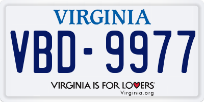 VA license plate VBD9977