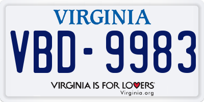 VA license plate VBD9983
