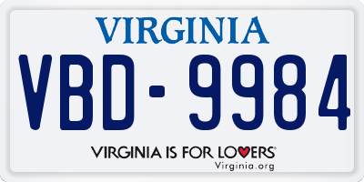 VA license plate VBD9984