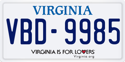 VA license plate VBD9985