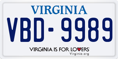 VA license plate VBD9989