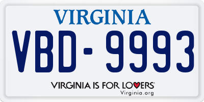 VA license plate VBD9993