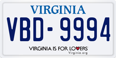 VA license plate VBD9994
