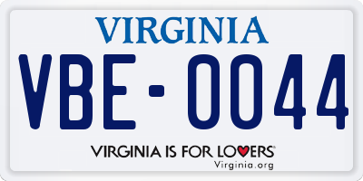 VA license plate VBE0044