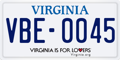 VA license plate VBE0045