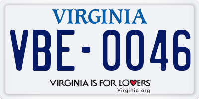 VA license plate VBE0046
