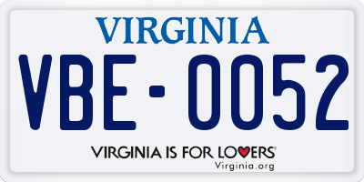 VA license plate VBE0052