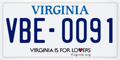 VA license plate VBE0091