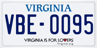 VA license plate VBE0095