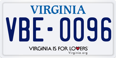 VA license plate VBE0096