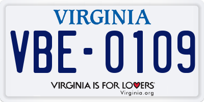 VA license plate VBE0109