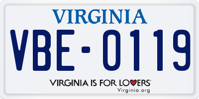 VA license plate VBE0119