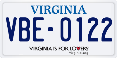 VA license plate VBE0122