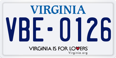 VA license plate VBE0126