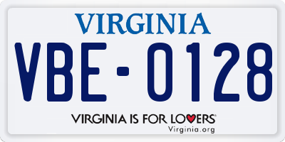 VA license plate VBE0128