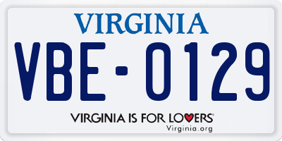VA license plate VBE0129