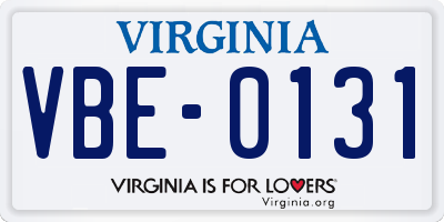 VA license plate VBE0131